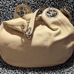 MICHAEL KORS FULTON SHOULDER HANDBAG CEMENT LEATHER $398 RETAIL